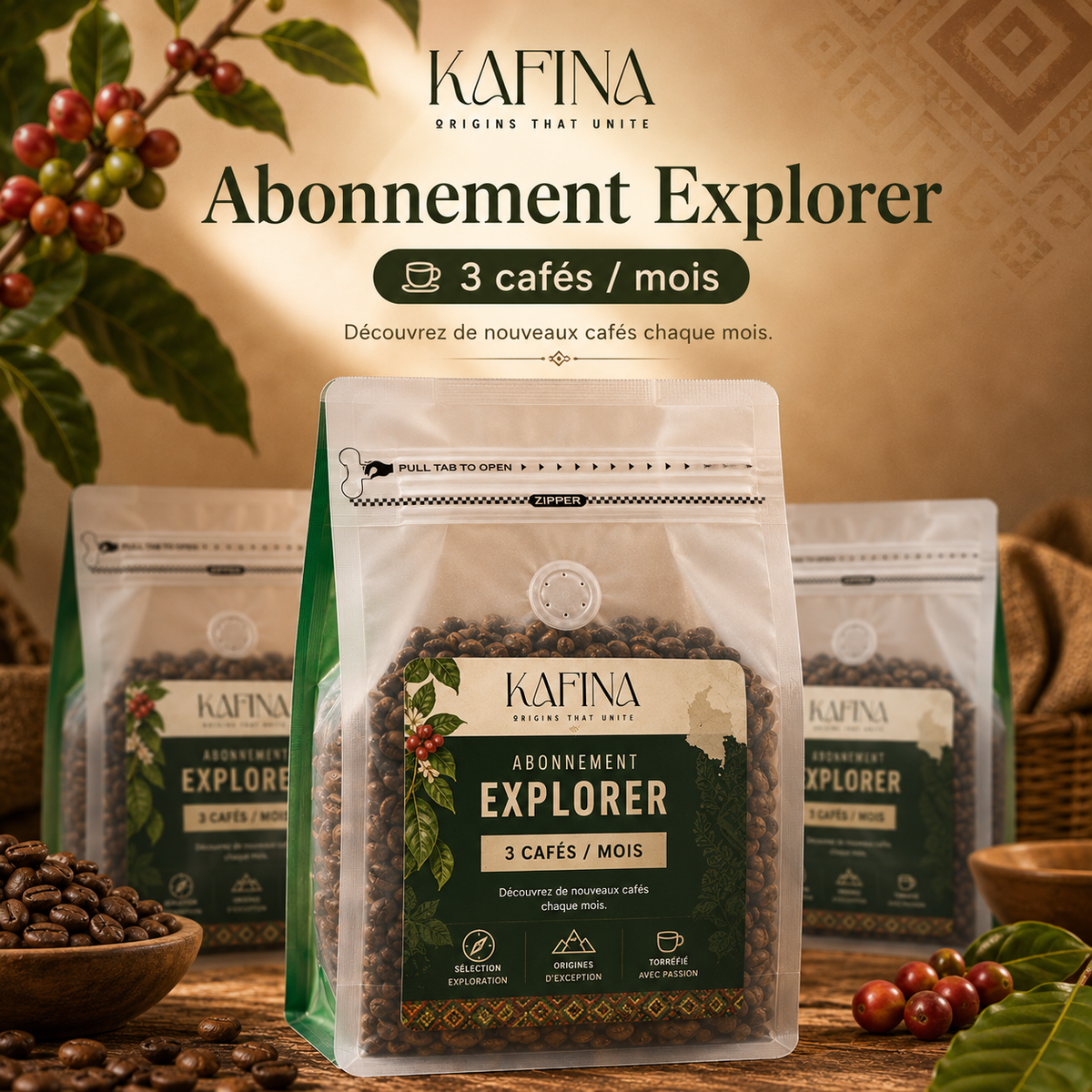 🌍 Abonnement Explorer – 3 cafés / mois