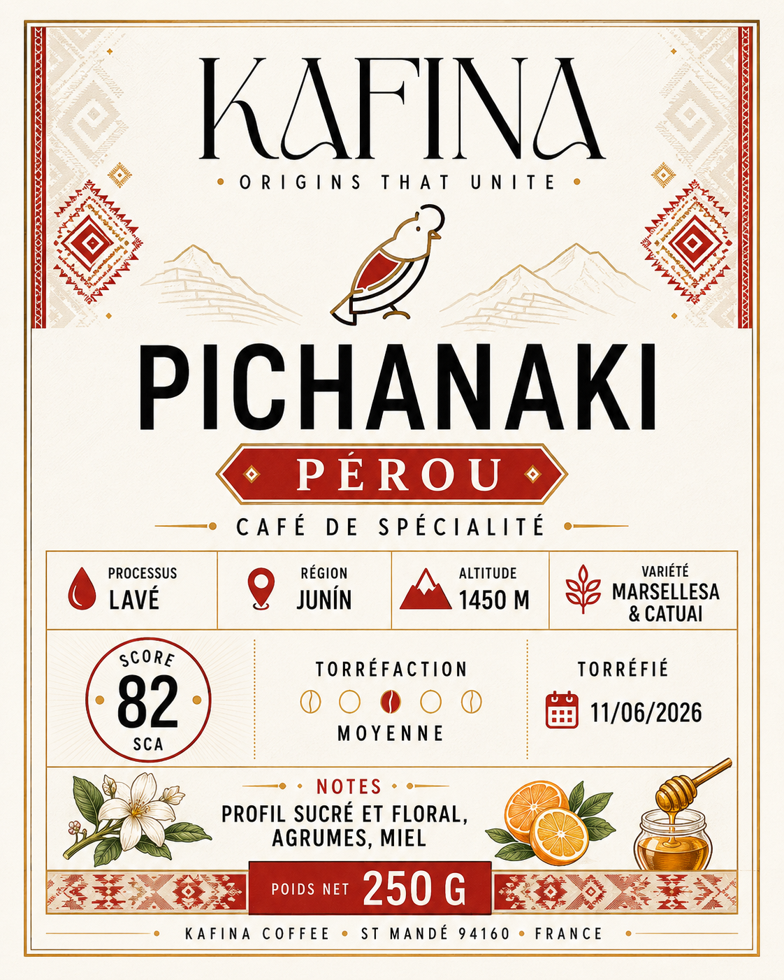 🇵🇪 Pérou – Pichanaki Lavé 82 SCA