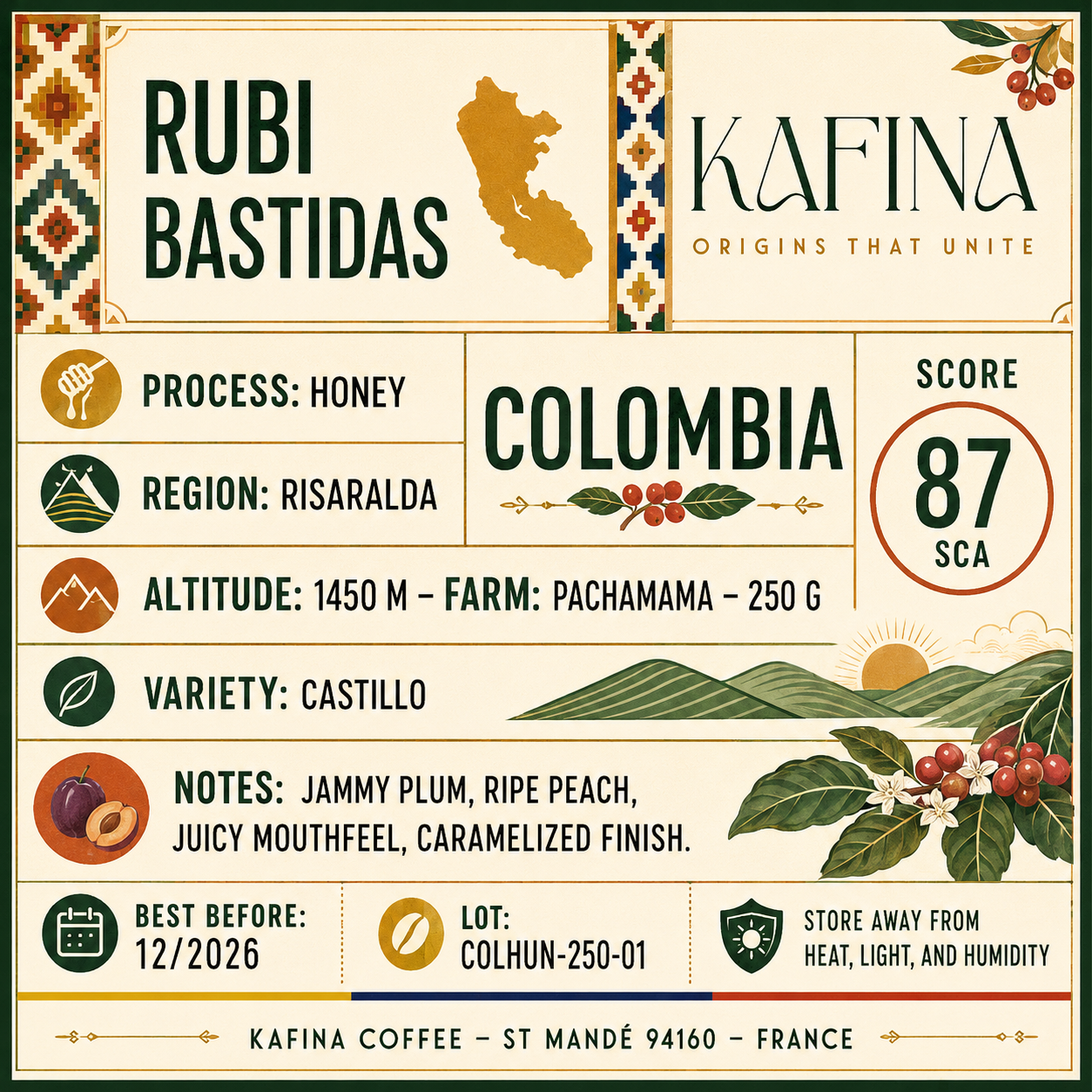 🇨🇴 Colombie – Rubi Bastidas / Honey